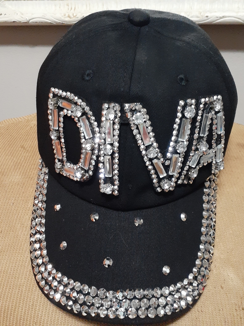 Popfizzy Crystal-Embellished Black 'DIVA' Baseball Cap - Women Accessories